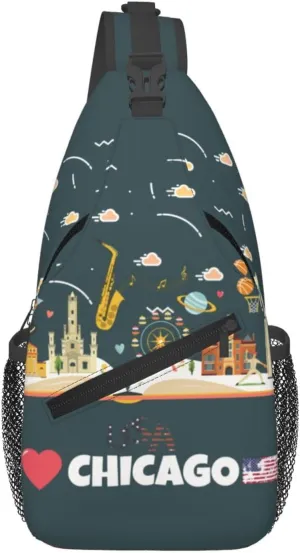 Chicago Crossbody Bag Chicago Flag Shoulder Bag Backpack Chicagoan Sling Bag Chicago Flag Chest Casual Daypack Bag