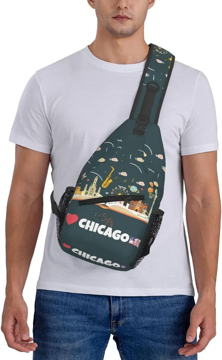 Chicago Crossbody Bag Chicago Flag Shoulder Bag Backpack Chicagoan Sling Bag Chicago Flag Chest Casual Daypack Bag