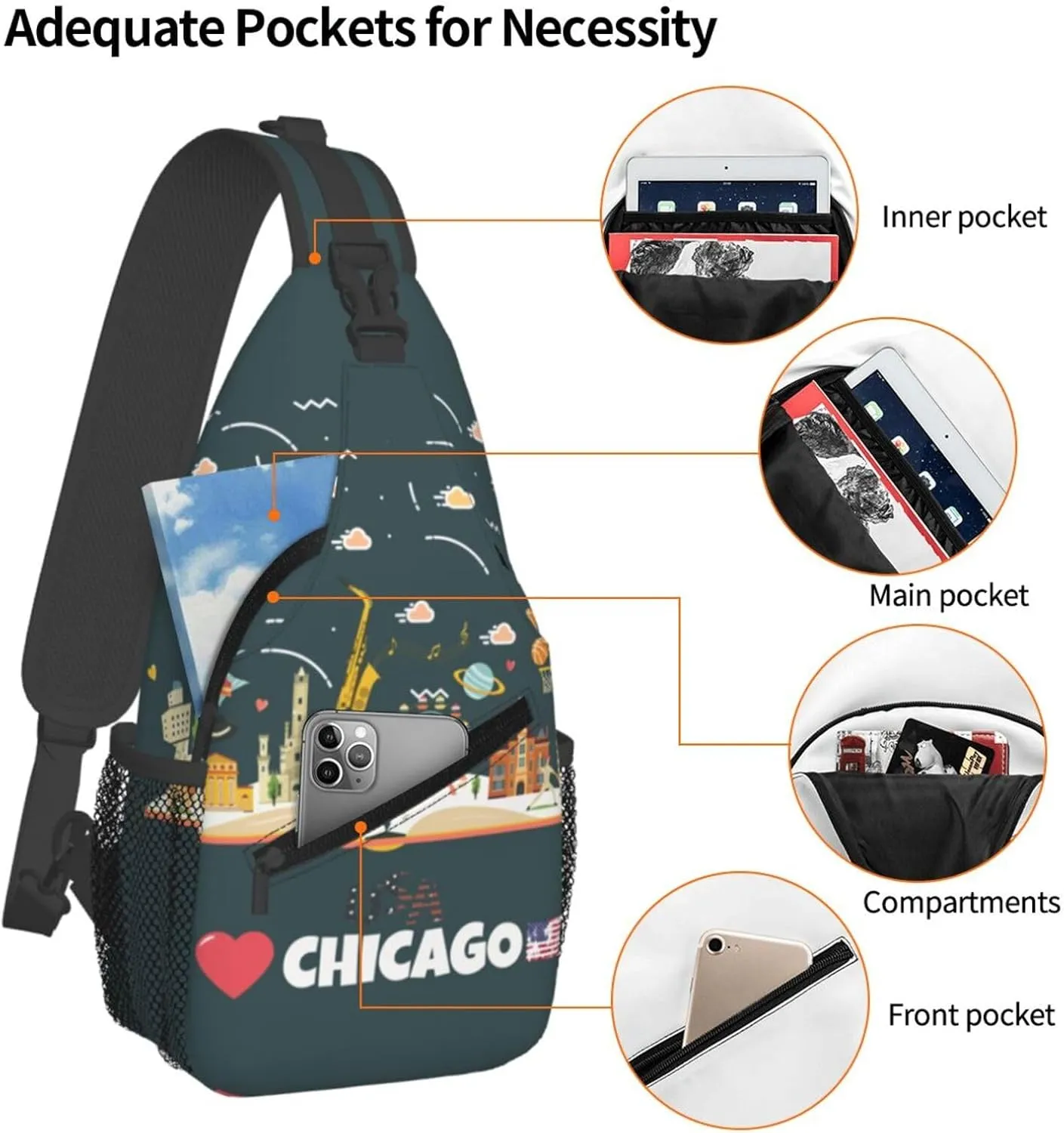 Chicago Crossbody Bag Chicago Flag Shoulder Bag Backpack Chicagoan Sling Bag Chicago Flag Chest Casual Daypack Bag