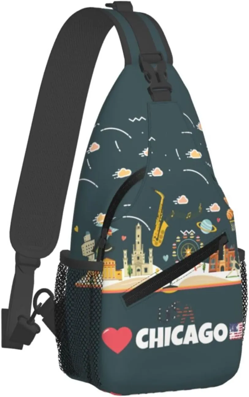 Chicago Crossbody Bag Chicago Flag Shoulder Bag Backpack Chicagoan Sling Bag Chicago Flag Chest Casual Daypack Bag