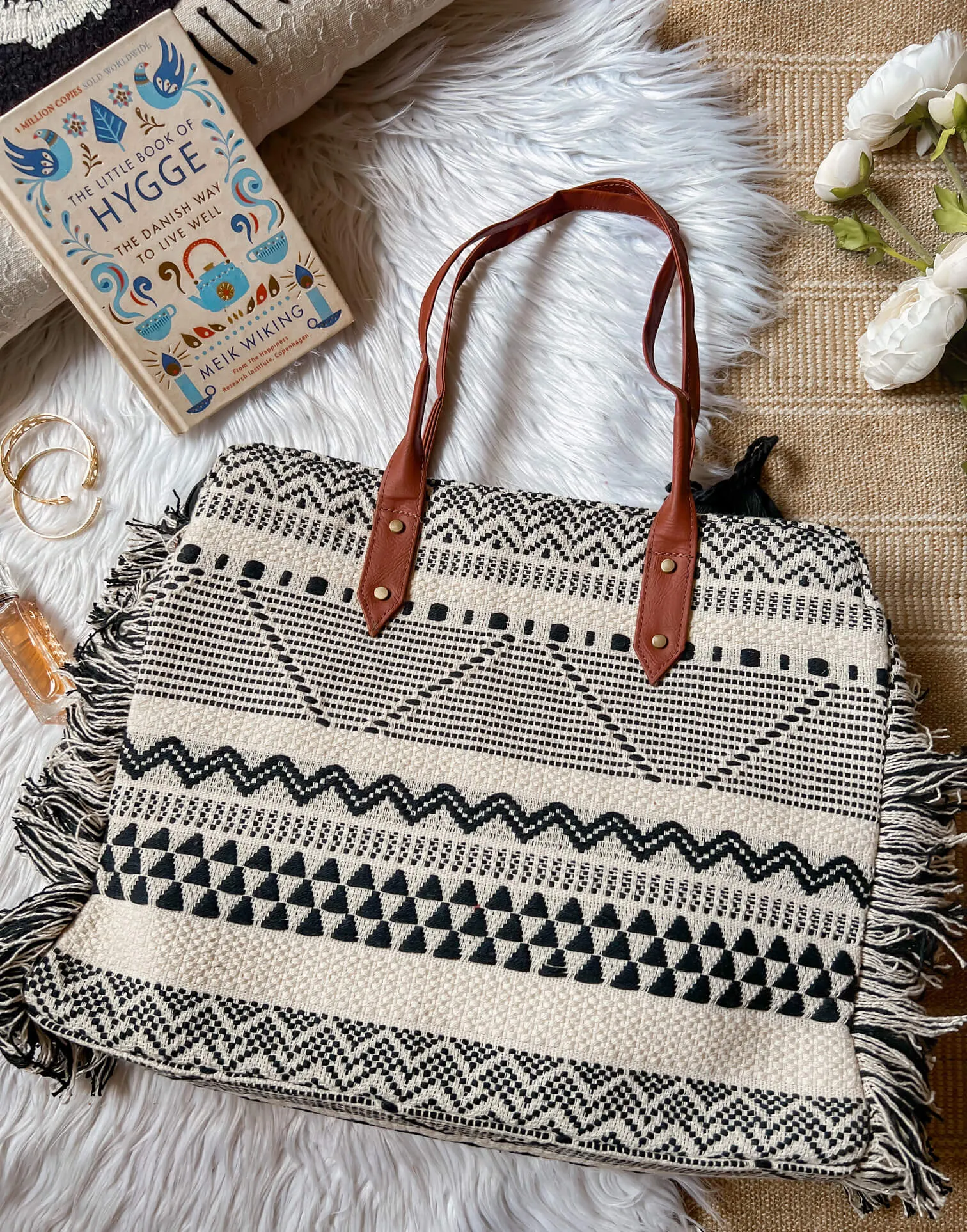 Chirpy Charcoal Ruffle Beach Tote
