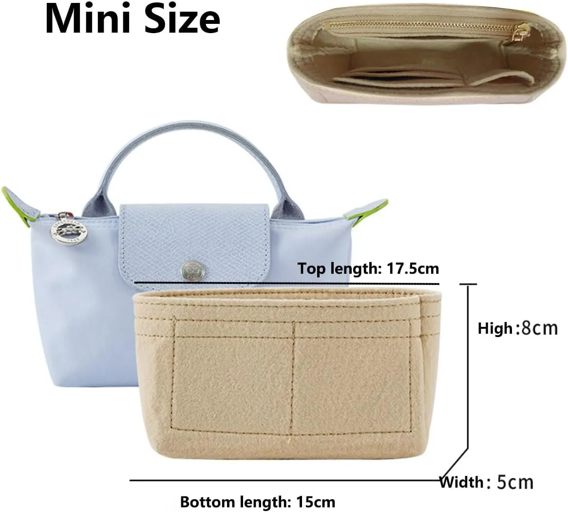 Chispee Bag Organizer for Longchamp Small Tote Bag Timid Bag Storage & Finishing Inner Bag Liner Handbags Insert Organizer fit Mini Size