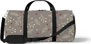 Christmas Spruce Branches Berries Stars Sports Duffel Bag Travel Gym Tote Bags Lightweight Durable Shoulder Strap Waterproof Polyester Outside Mesh Pocket Overnight Trip Duffel Bag for Women Men