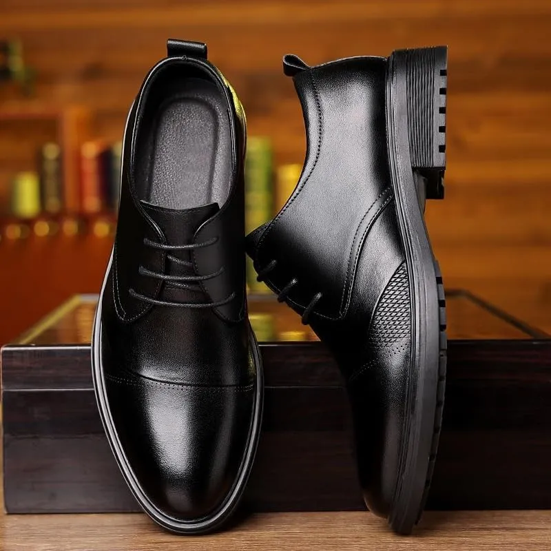 Classic Men's Leather Dress Shoes Business Formal Oxford Shoes for Men Rubber Non-Slip Derby Shoes