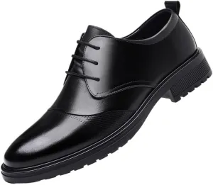 Classic Men's Leather Dress Shoes Business Formal Oxford Shoes for Men Rubber Non-Slip Derby Shoes