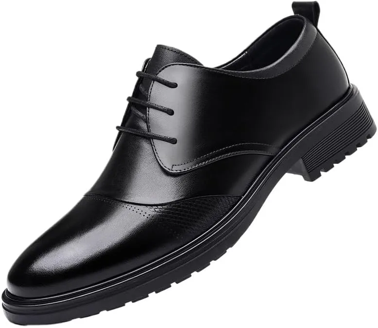Classic Men's Leather Dress Shoes Business Formal Oxford Shoes for Men Rubber Non-Slip Derby Shoes