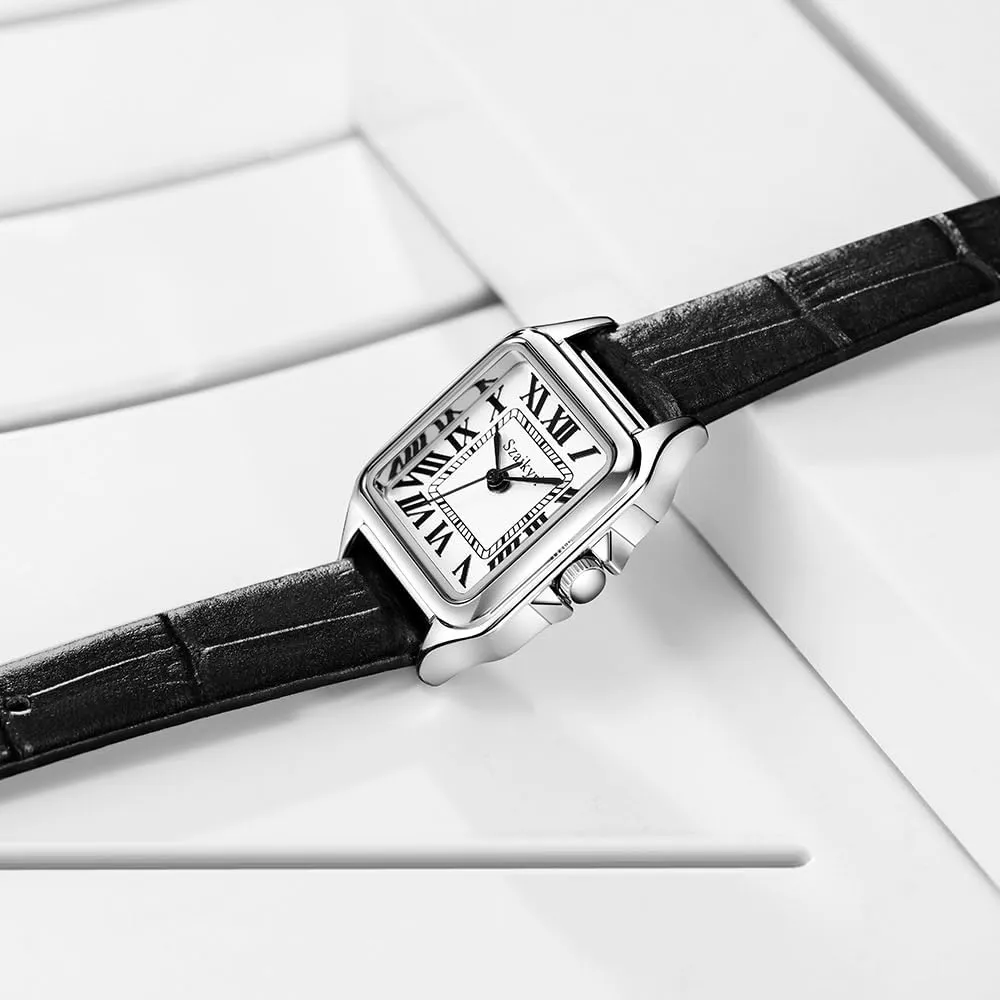 Classic Square Watches for Women with Roman Numerals Ladies Casual Dress Watch