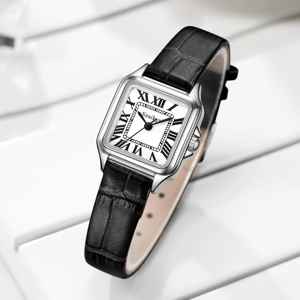 Classic Square Watches for Women with Roman Numerals Ladies Casual Dress Watch