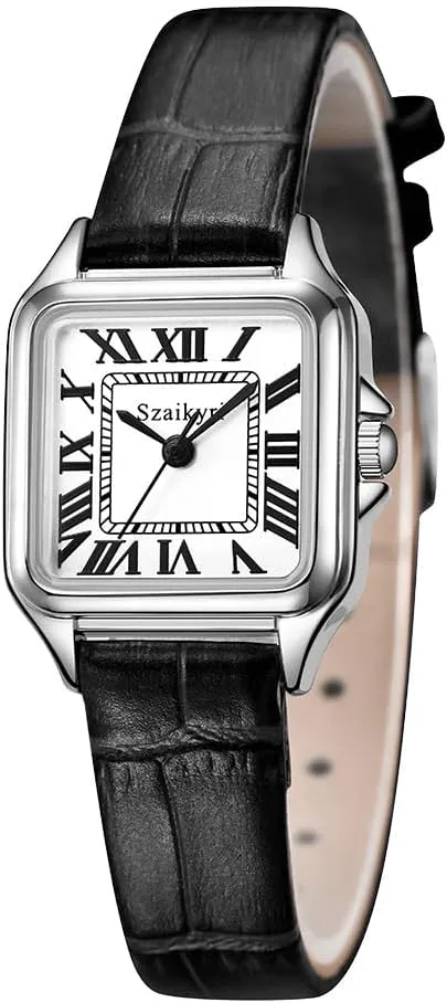 Classic Square Watches for Women with Roman Numerals Ladies Casual Dress Watch