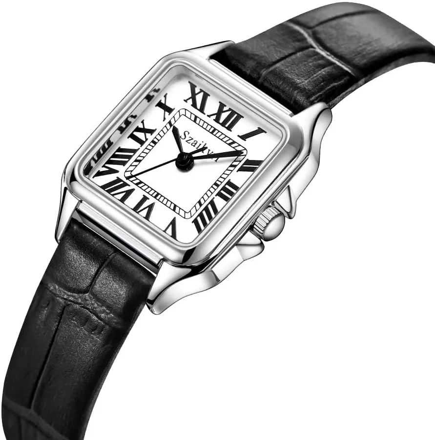 Classic Square Watches for Women with Roman Numerals Ladies Casual Dress Watch