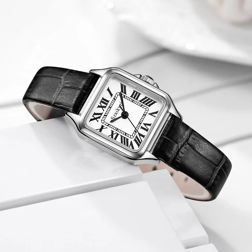 Classic Square Watches for Women with Roman Numerals Ladies Casual Dress Watch