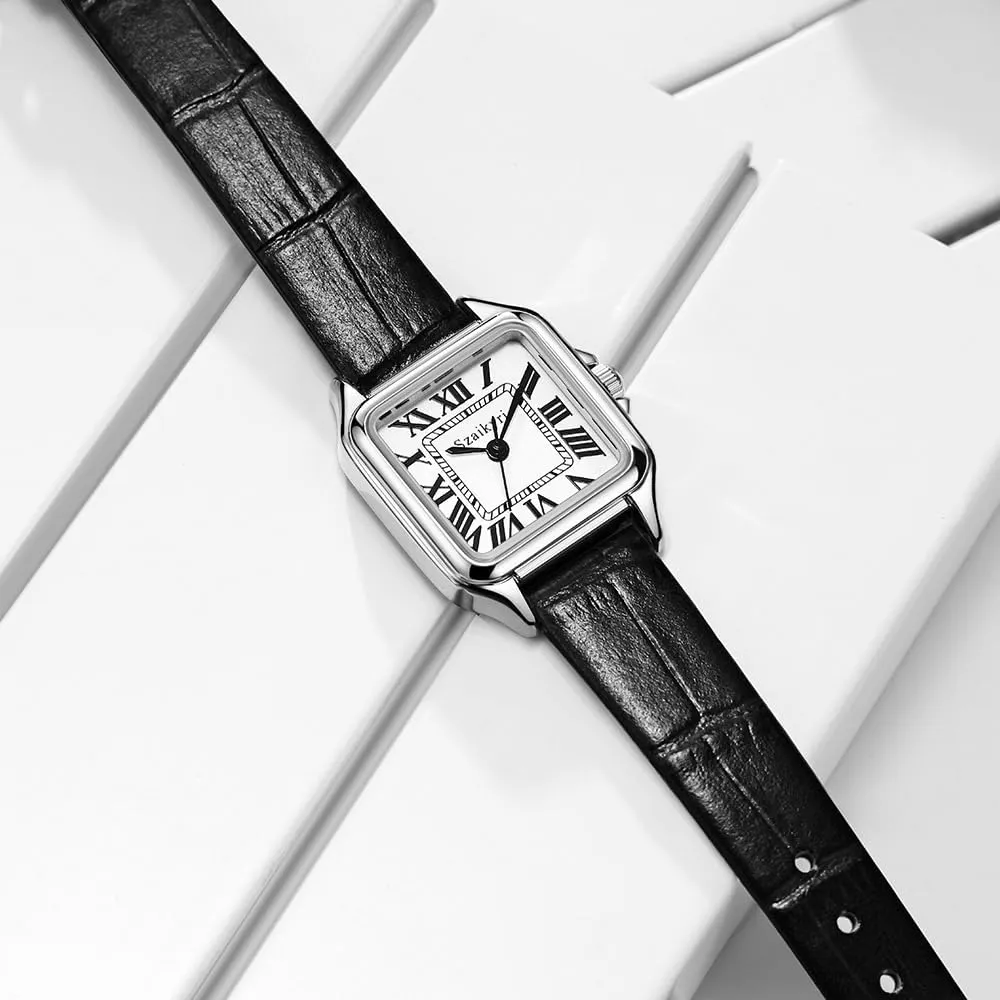 Classic Square Watches for Women with Roman Numerals Ladies Casual Dress Watch
