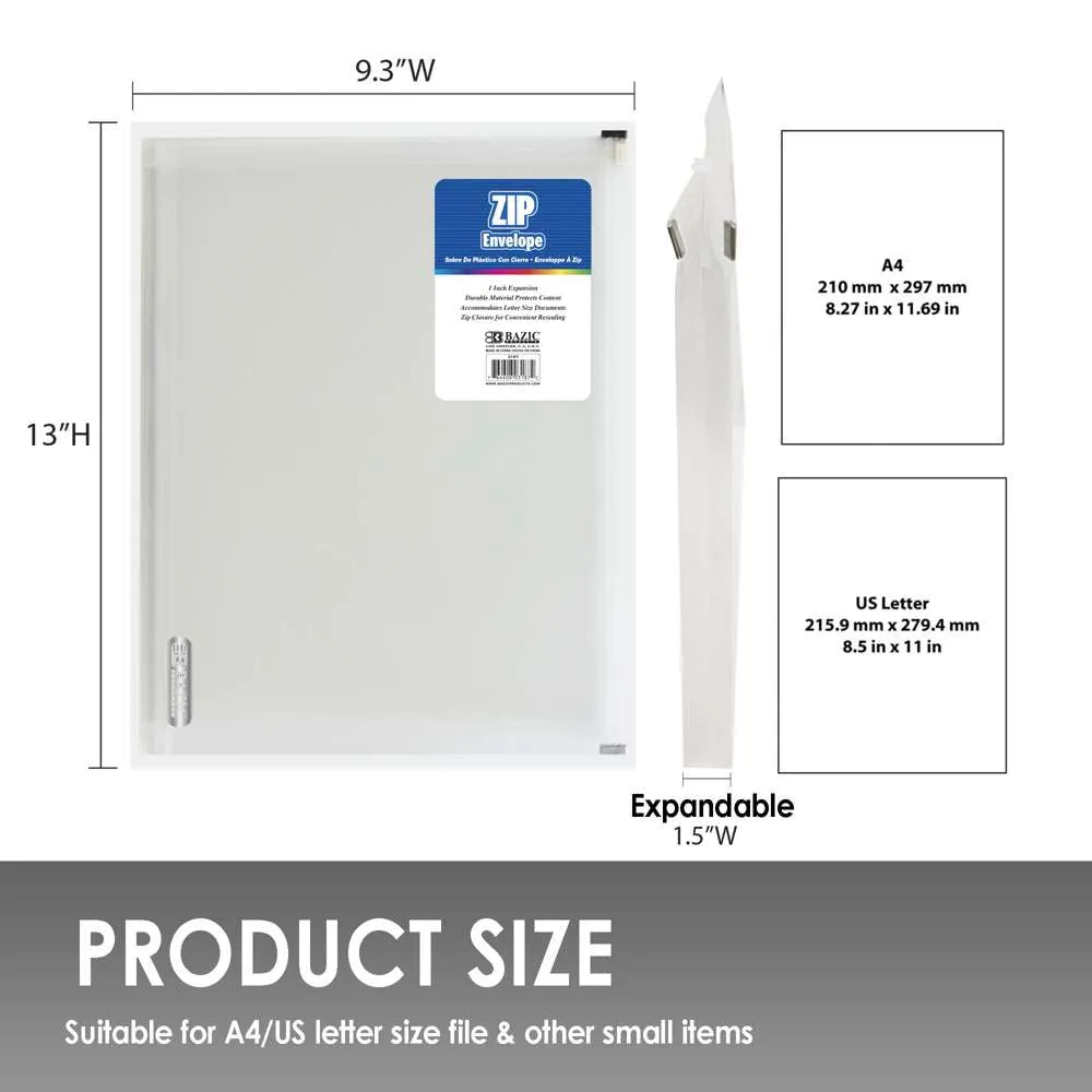 Clear A4/Letter Size Zip Envelope