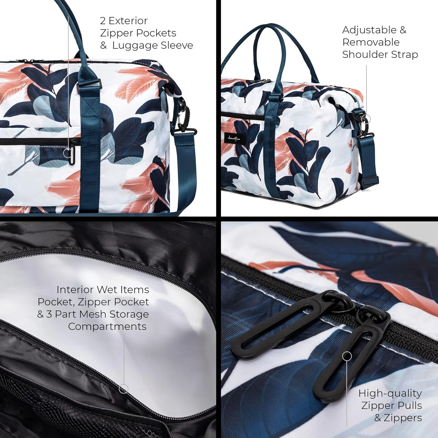 Clementine Tote Bag | Weekender and Overnight Bag for Women, Perfect for Travel and Gym