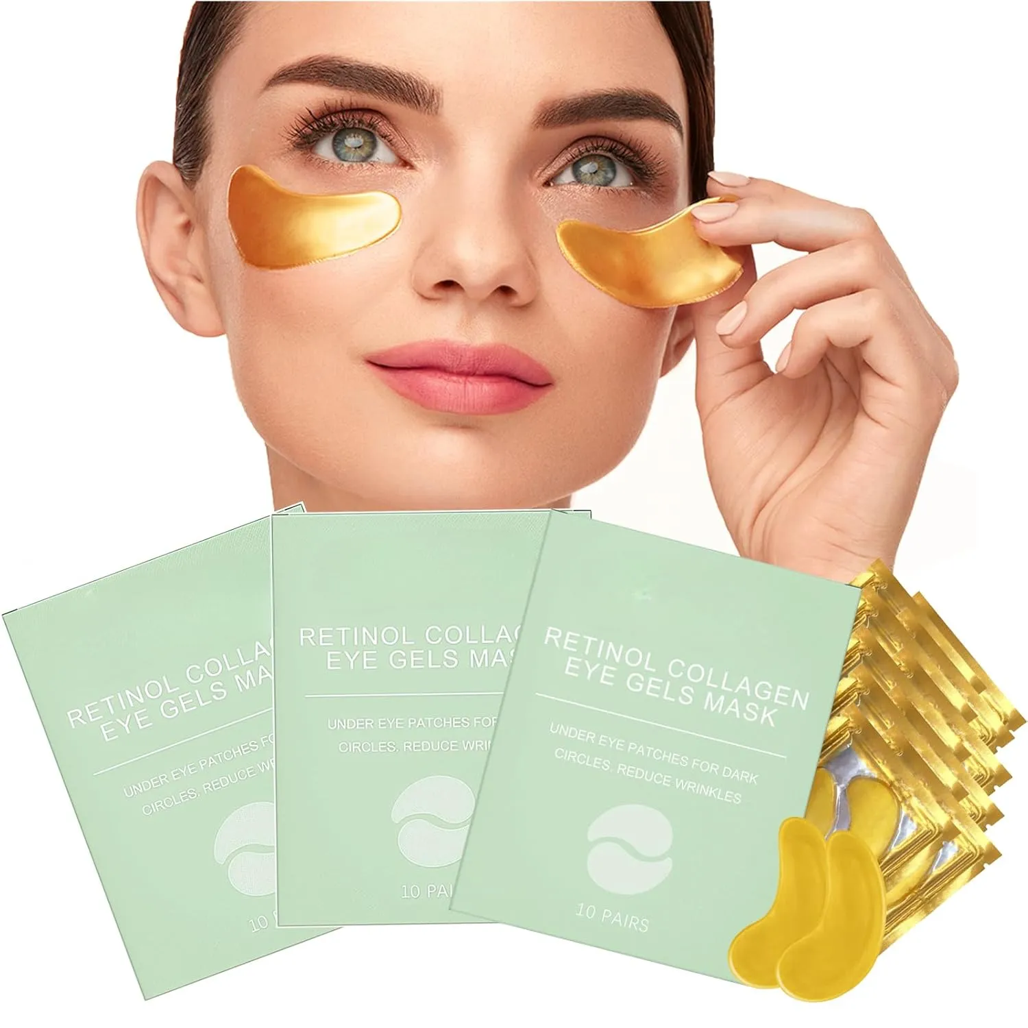 Collagen Eye Patches for Dark Circles and Puffiness, Under Eye Masks with Anti-Aging Collagen and Hyaluronic Acid, Hydrating Eye Pads for Puffy Eyes, Wrinkles, Fine Lines, 30 Pairs for Women & Men