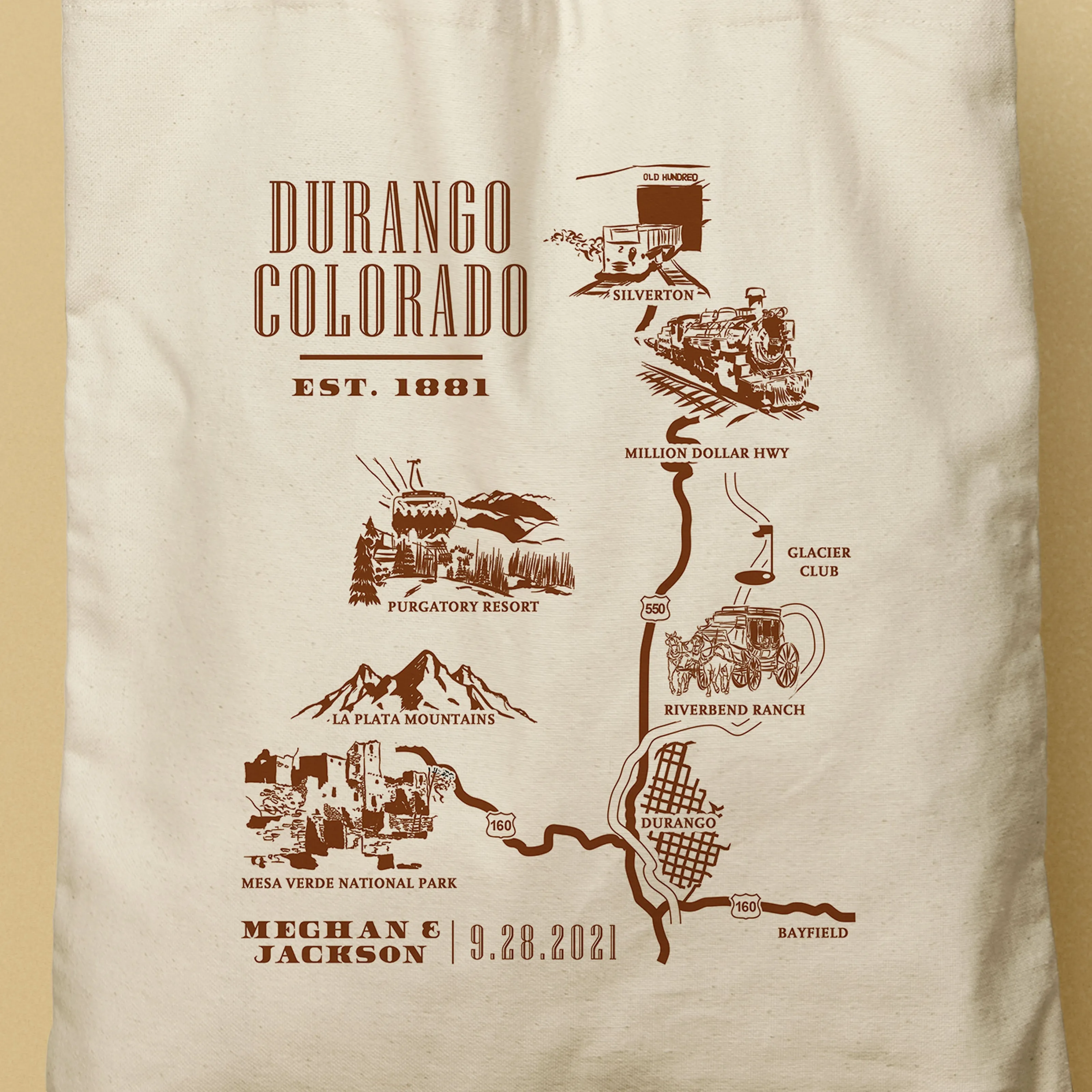 COLLEEN | Durango, Colorado Map Tote