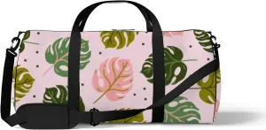 Colorful Monstera Leaf with Veins Plant Sports Duffel Bag Travel Gym Tote Bags Lightweight Durable Shoulder Strap Waterproof Polyester Outside Mesh Pocket Overnight Trip Duffel Bag for Women Men