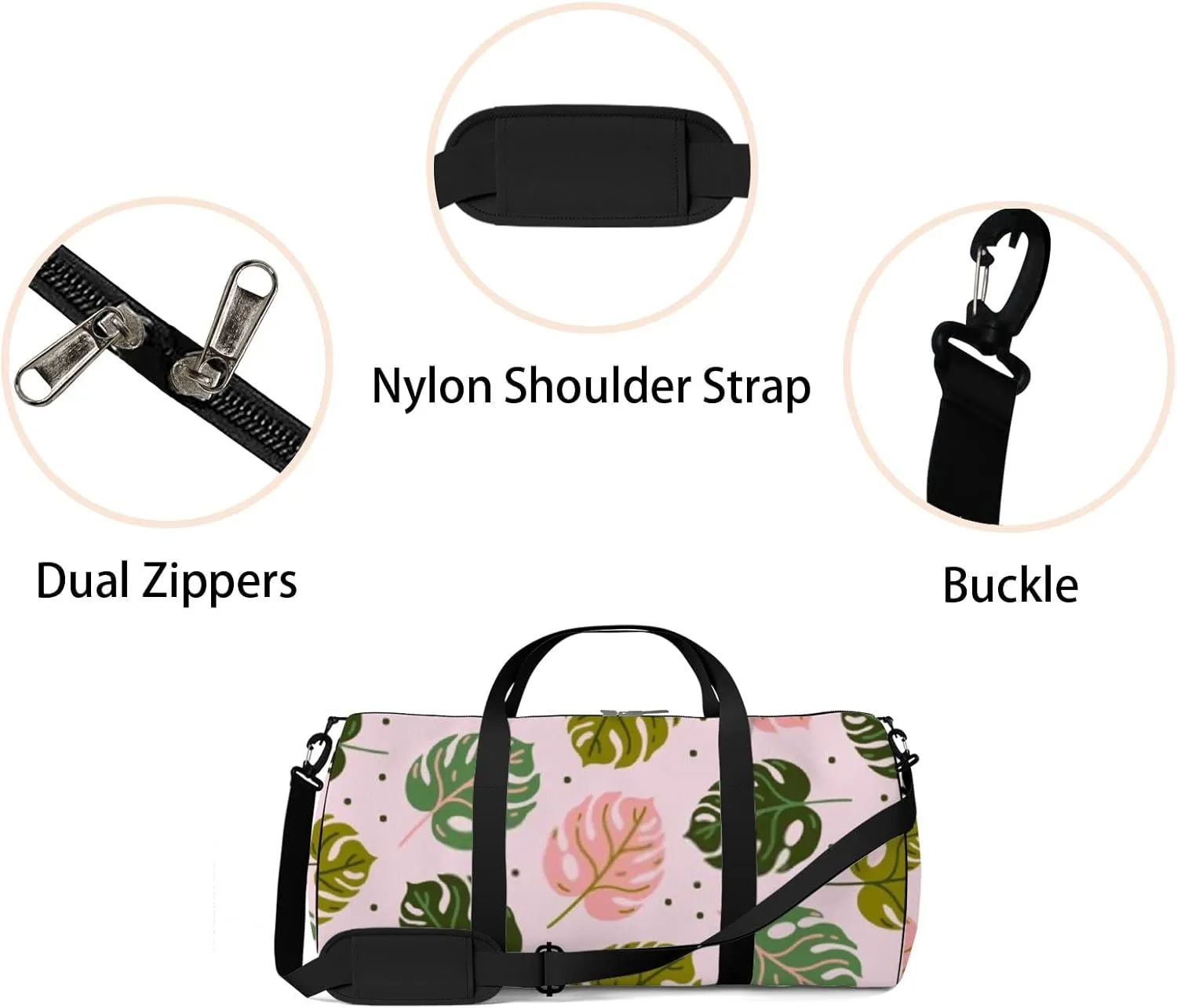 Colorful Monstera Leaf with Veins Plant Sports Duffel Bag Travel Gym Tote Bags Lightweight Durable Shoulder Strap Waterproof Polyester Outside Mesh Pocket Overnight Trip Duffel Bag for Women Men