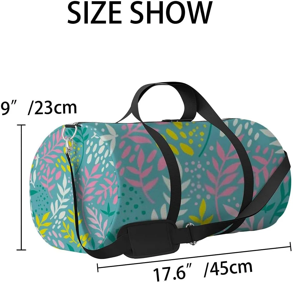 Colorful Twigs Leaves Sports Duffel Bag Travel Gym Tote Bags Lightweight Durable Shoulder Strap Waterproof Polyester Outside Mesh Pocket Overnight Trip Duffel Bag for Women Men