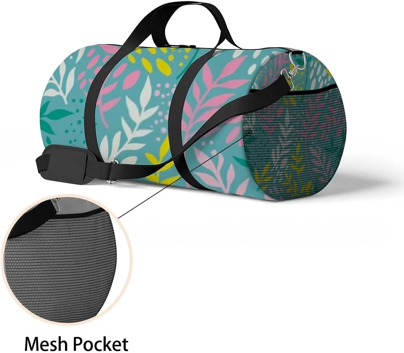 Colorful Twigs Leaves Sports Duffel Bag Travel Gym Tote Bags Lightweight Durable Shoulder Strap Waterproof Polyester Outside Mesh Pocket Overnight Trip Duffel Bag for Women Men