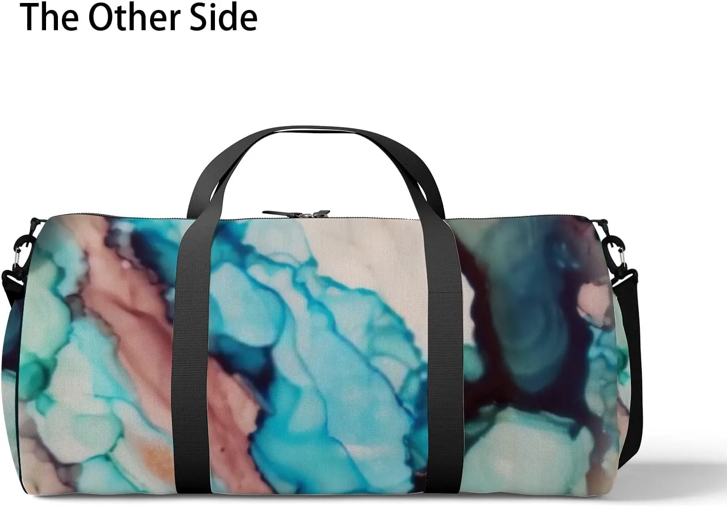 Colorful Vivid Liquid Mottled Texture Sports Duffel Bag Travel Gym Tote Bags Lightweight Durable Shoulder Strap Waterproof Polyester Outside Mesh Pocket Overnight Trip Duffel Bag for Women Men