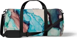 Colorful Vivid Liquid Mottled Texture Sports Duffel Bag Travel Gym Tote Bags Lightweight Durable Shoulder Strap Waterproof Polyester Outside Mesh Pocket Overnight Trip Duffel Bag for Women Men