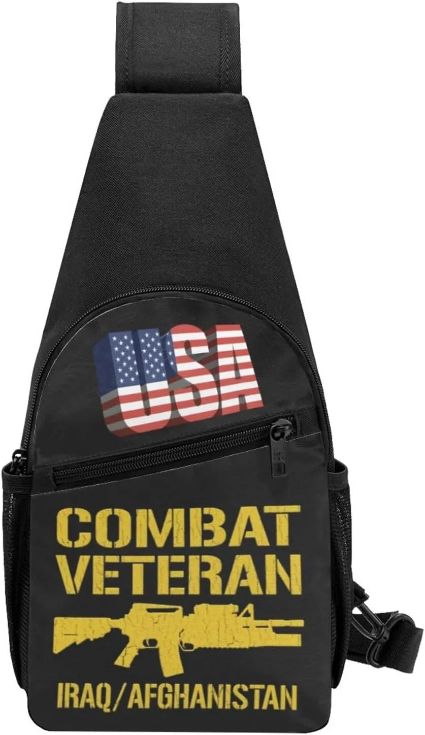 Combat Veteran Iraq and Afghanistan，Fashion One-Shoulder Bag，Anti-Theft Crossbody Shoulder Chest Bag