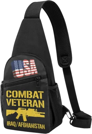Combat Veteran Iraq and Afghanistan，Fashion One-Shoulder Bag，Anti-Theft Crossbody Shoulder Chest Bag