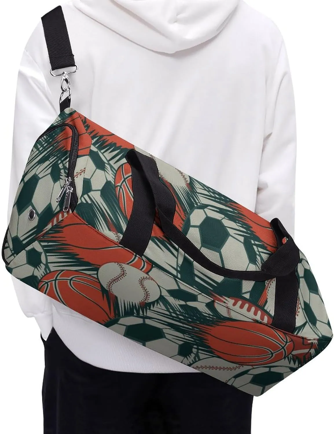Comics Style of Balls Fitness Large Gym Bag for Unisex with Shoe Compartment & Wet Pocket