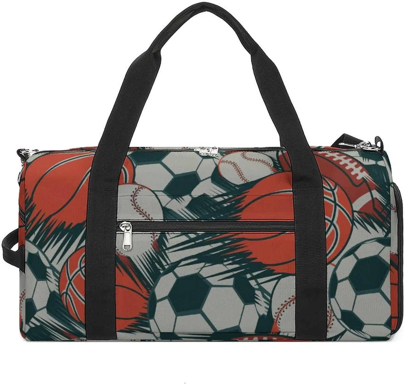 Comics Style of Balls Fitness Large Gym Bag for Unisex with Shoe Compartment & Wet Pocket