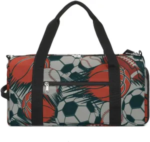 Comics Style of Balls Fitness Large Gym Bag for Unisex with Shoe Compartment & Wet Pocket