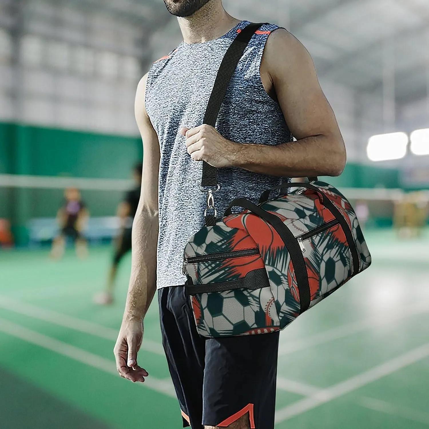 Comics Style of Balls Fitness Large Gym Bag for Unisex with Shoe Compartment & Wet Pocket