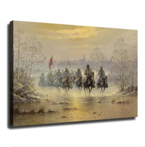 Confederate Army Cavalry Civil War Painting Poster Modern High Definition Aesthetic Holiday Gift Home Wall Art Canvas Painting Decoration (Framed,12×18inch)