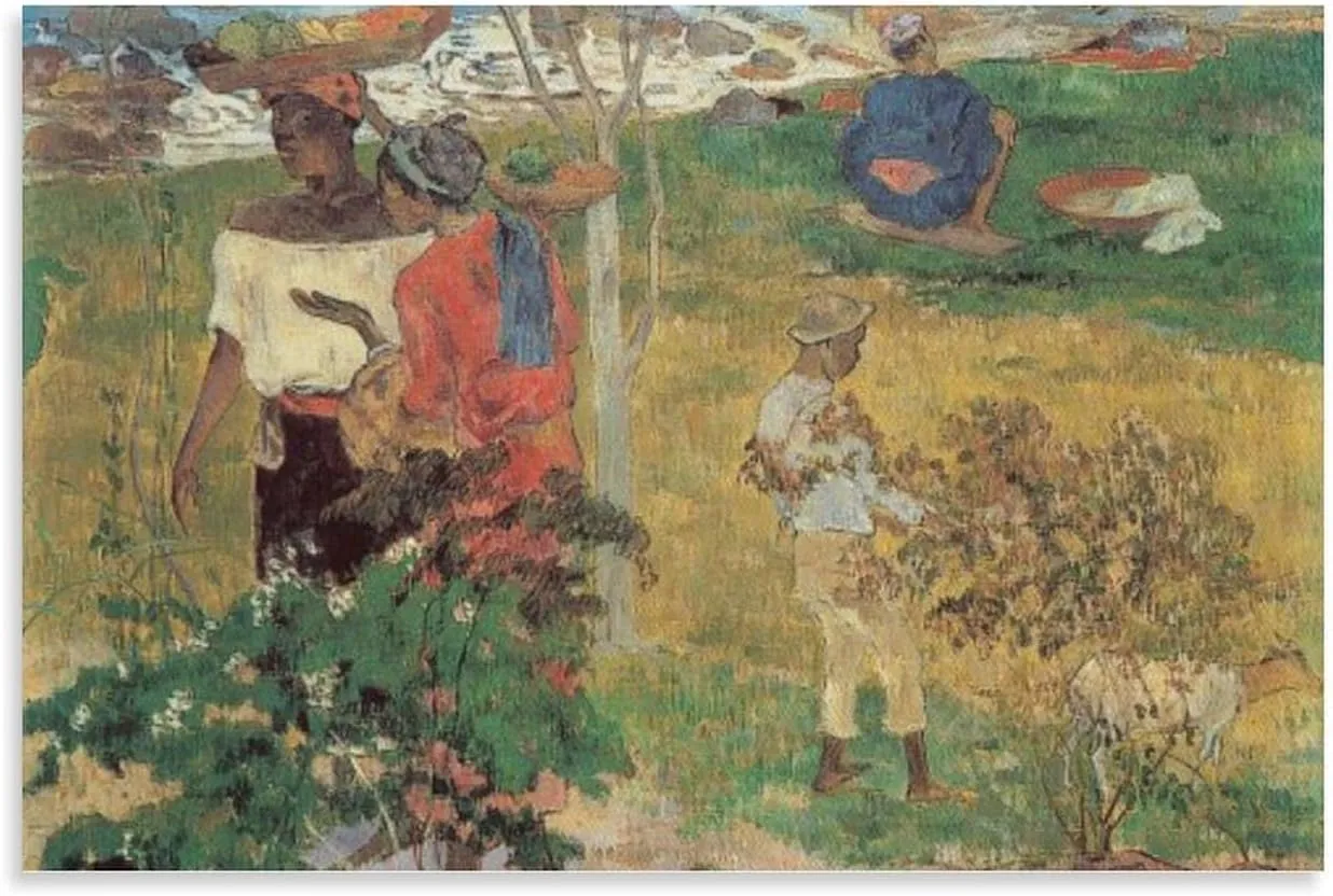 Conversation Tropiques by Paul Gauguin, Art Poster Wall Art Picture Painting Poster Canvas Print Posters Artworks Bedroom Living Room Decor 24x36inch(60x90cm)