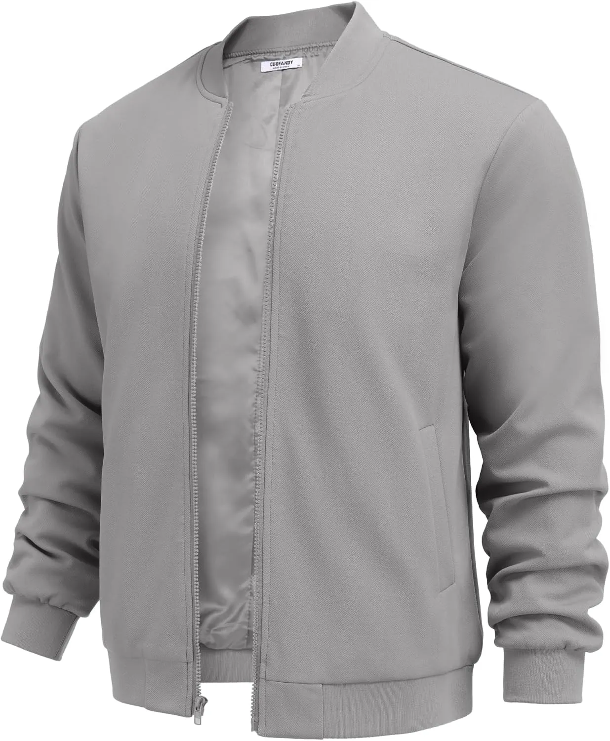 COOFANDY Men's Lightweight Bomber Jacket Casual Stylish Fall Jackets Full Zip Knit Jackets Varsity Textured Coat