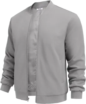 COOFANDY Men's Lightweight Bomber Jacket Casual Stylish Fall Jackets Full Zip Knit Jackets Varsity Textured Coat
