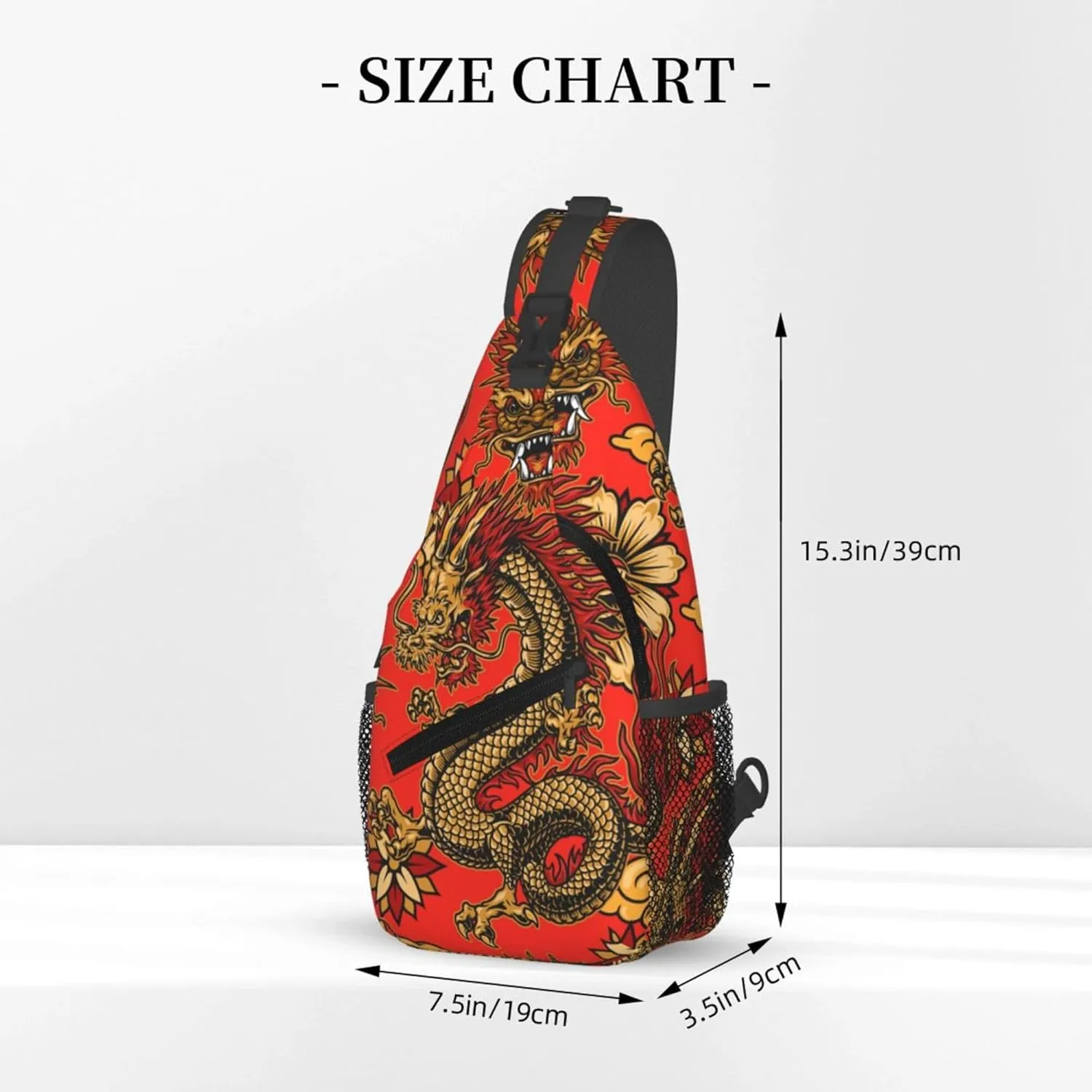 Cool Dragon Pattern Sling Backpack Crossbody Bag, Chest Bag Daypack for Outdoors Hiking Traveling