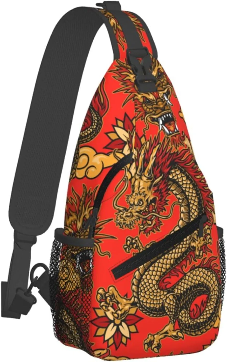 Cool Dragon Pattern Sling Backpack Crossbody Bag, Chest Bag Daypack for Outdoors Hiking Traveling