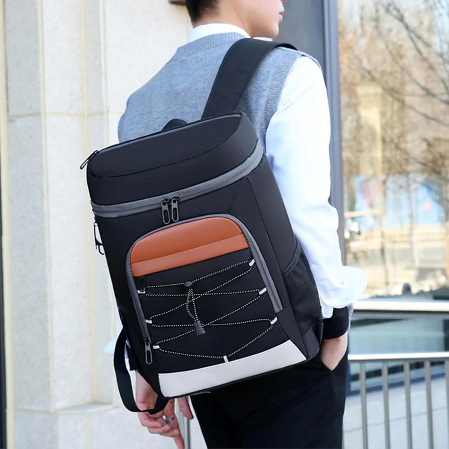 Cooler Backpack for Men 30 Cans Leak Proof Lightweight Camping Travel Bag with Insulated Cooler Compartment for Women