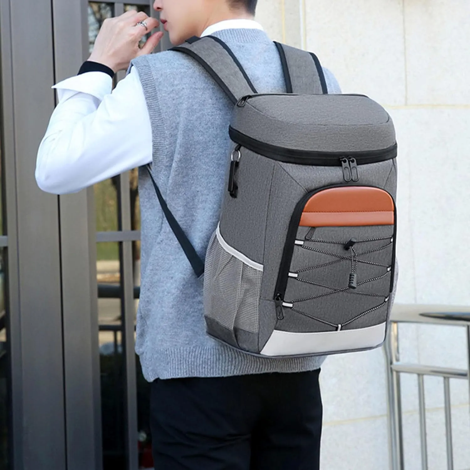 Cooler Backpack for Men 30 Cans Leak Proof Lightweight Camping Travel Bag with Insulated Cooler Compartment for Women