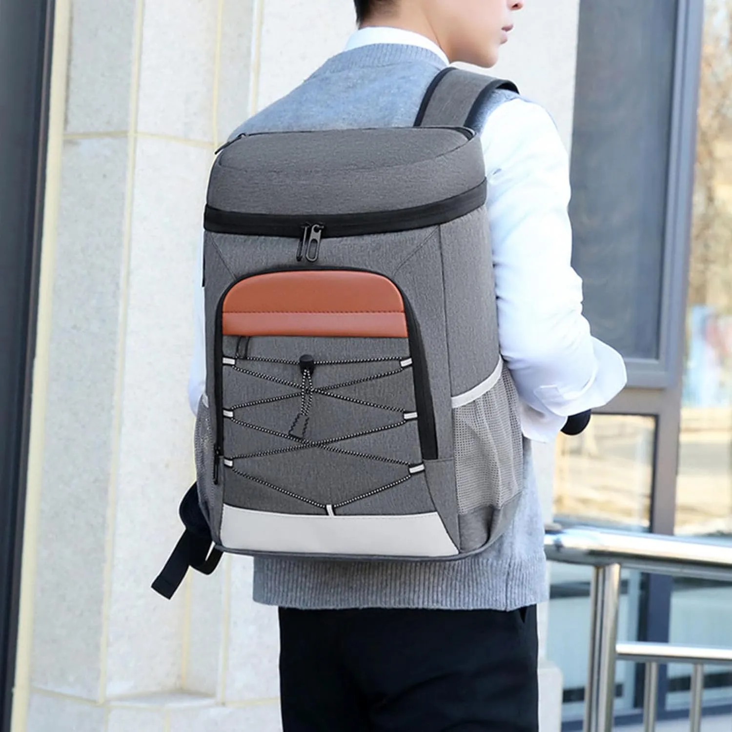 Cooler Backpack for Men 30 Cans Leak Proof Lightweight Camping Travel Bag with Insulated Cooler Compartment for Women