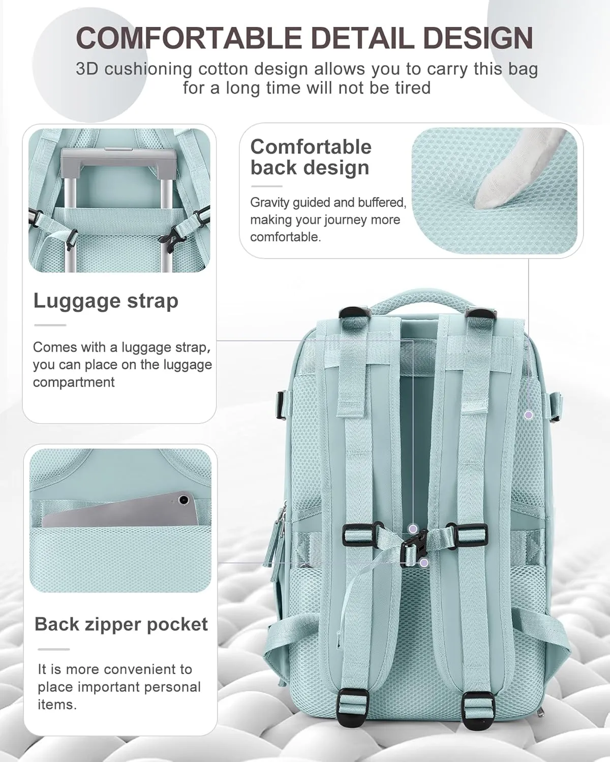 coowoz Travel Backpack Carry On for Women Man Gym Backpack with Laptop Compartment Mochila de Viaje Teacher Personal Item Backpack Airplane Accessories Must Haves Blue Small