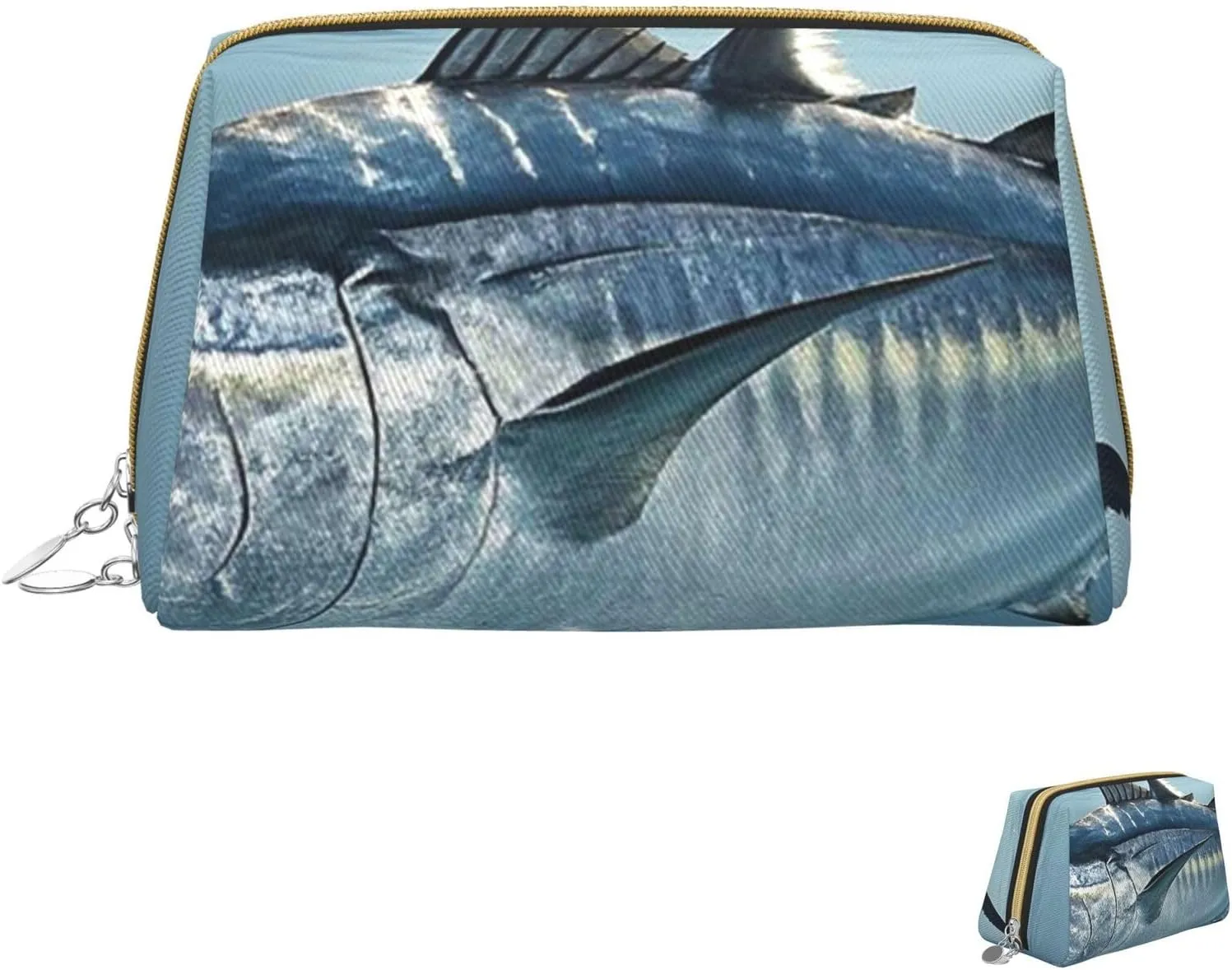 Cosmetic Bag Travel Makeup Bag Waterproof Toiletry Pouch Portable Wide Open Pouch Chickens and Farm Makeup Organizer Case Large Capacity Zipper Pouch Toiletry Bag for Women, Bluefin Tuna Thunnus, One