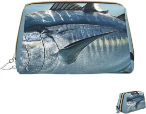 Cosmetic Bag Travel Makeup Bag Waterproof Toiletry Pouch Portable Wide Open Pouch Chickens and Farm Makeup Organizer Case Large Capacity Zipper Pouch Toiletry Bag for Women, Bluefin Tuna Thunnus, One