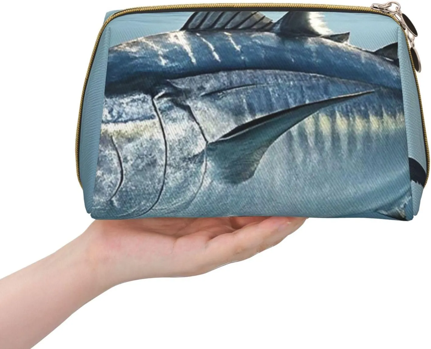 Cosmetic Bag Travel Makeup Bag Waterproof Toiletry Pouch Portable Wide Open Pouch Chickens and Farm Makeup Organizer Case Large Capacity Zipper Pouch Toiletry Bag for Women, Bluefin Tuna Thunnus, One