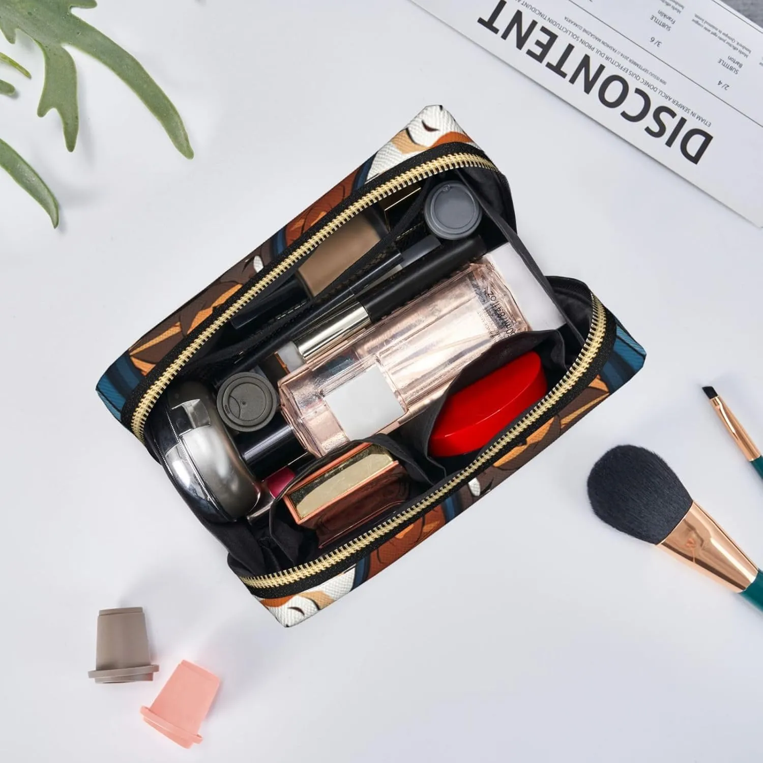Cosmetic bag Travel Makeup Bag Waterproof Toiletry Pouch Portable Wide open Pouch Spiral and curve patterns Makeup Organizer Case Large Capacity Zipper Pouch Toiletry bag for women