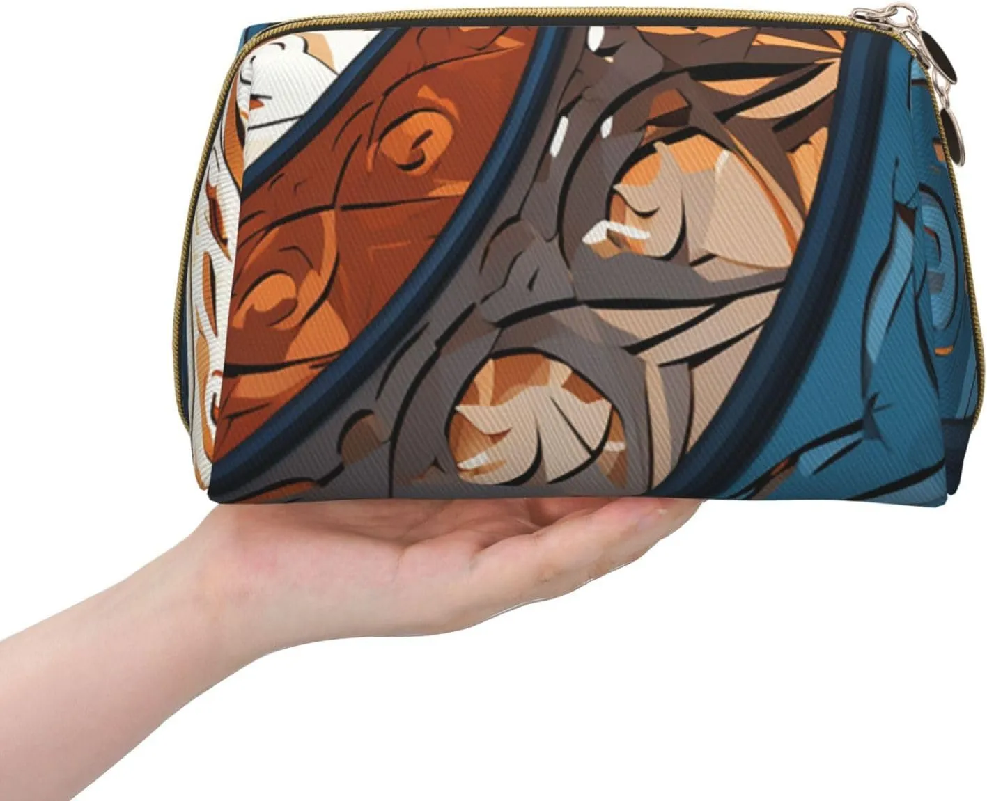 Cosmetic bag Travel Makeup Bag Waterproof Toiletry Pouch Portable Wide open Pouch Spiral and curve patterns Makeup Organizer Case Large Capacity Zipper Pouch Toiletry bag for women