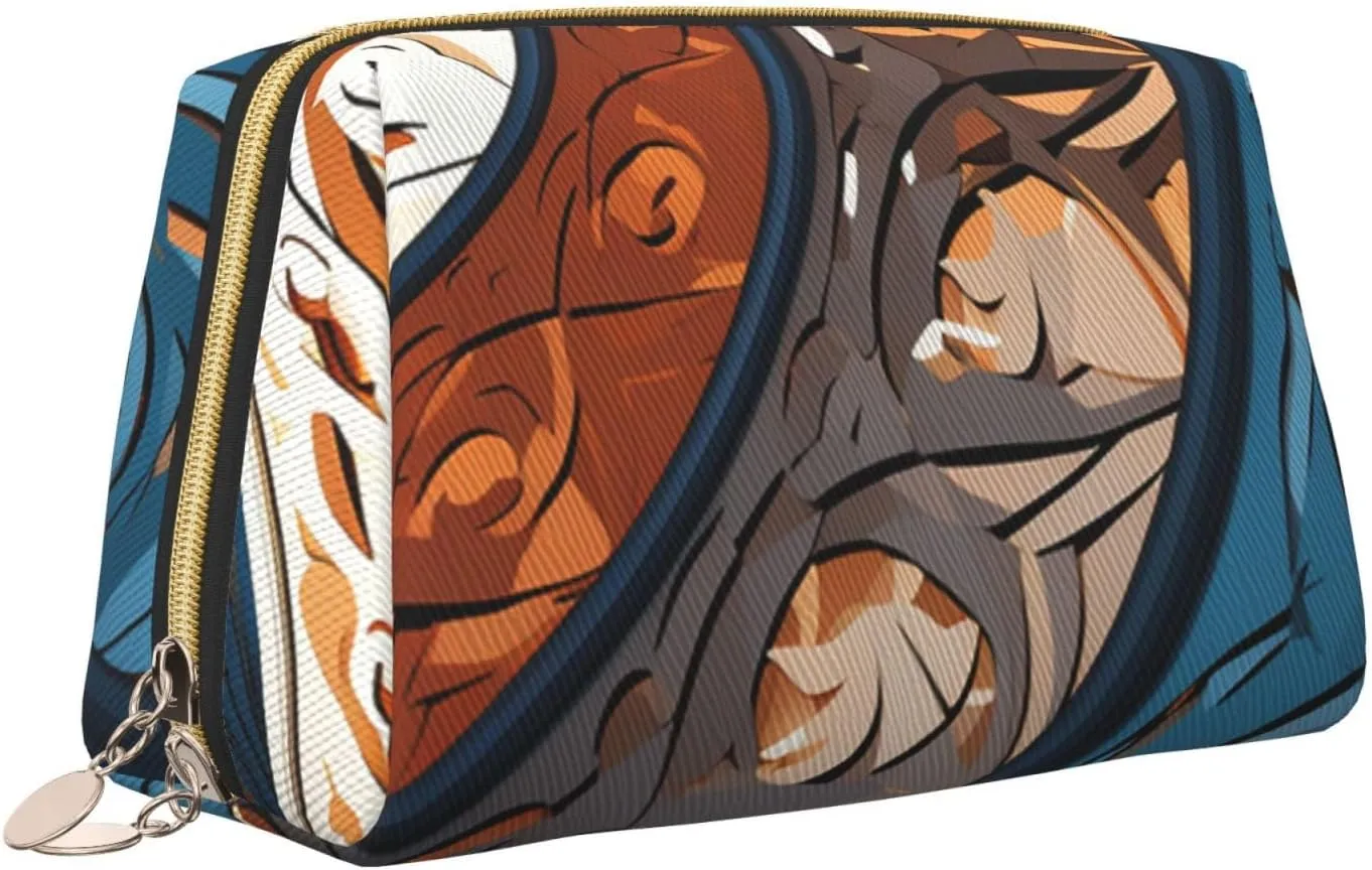 Cosmetic bag Travel Makeup Bag Waterproof Toiletry Pouch Portable Wide open Pouch Spiral and curve patterns Makeup Organizer Case Large Capacity Zipper Pouch Toiletry bag for women