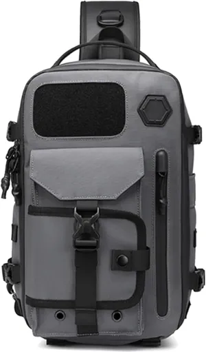 Cosmos Explorer Sling Bag, Anti Theft Tactical Sling Backpack, Waterproof Crossbody Shoulder Equipped with Belt Buckle (Gray)