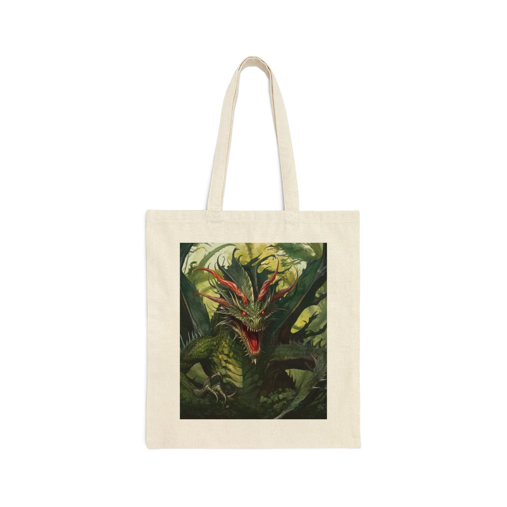 Cotton Canvas Tote Bag Jabberwocky Dragon (both sides)